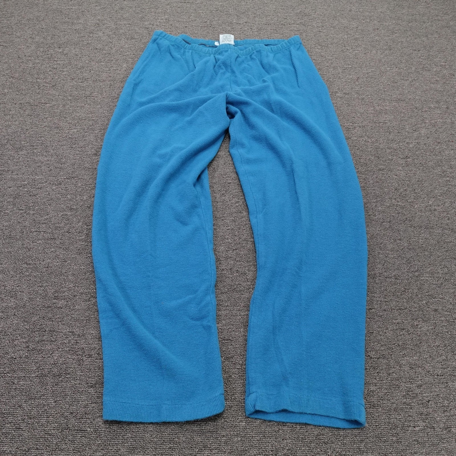 Vintage Johnny Was Lounge Pants Womens Large Blue Thermal Knit Cotton 90s